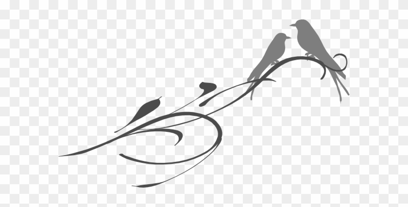 Love Birds On A Branch Grey Clip Art At Clker - Clipart Grey Love #98074