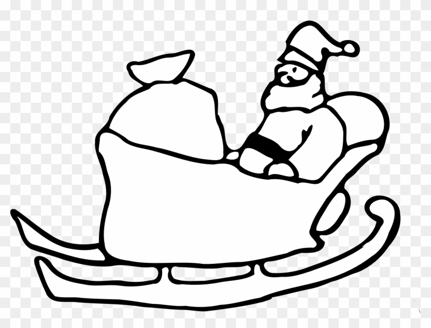 Santa And Reindeer Clipart Black And White - Santa On His Sleigh #98128