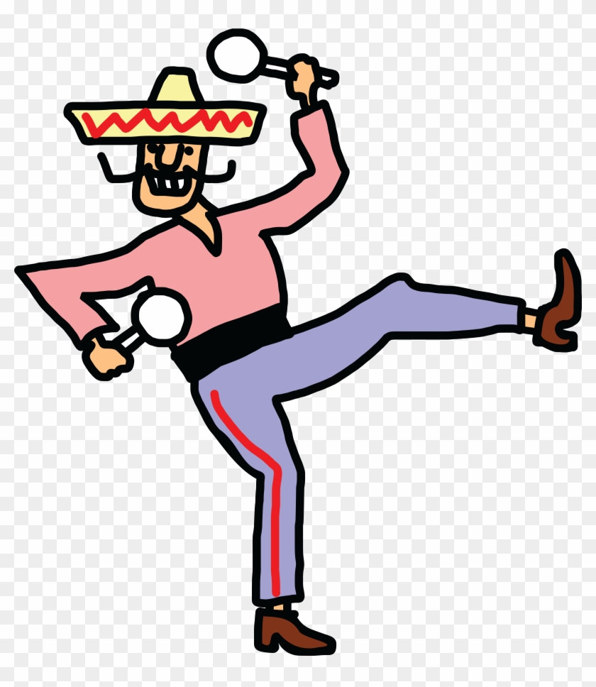 Free Clipart Of A Mexican Man Dancing With Maracas - Cartoon People Dancing #98253