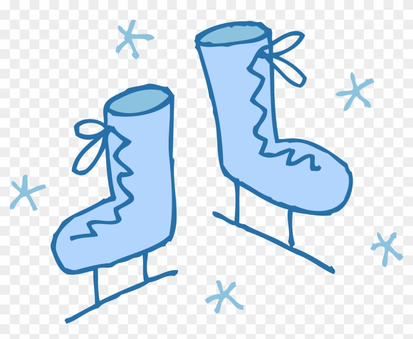 Cute Blue Ice Skates Clipart - Ice Skating Clip Art #98614