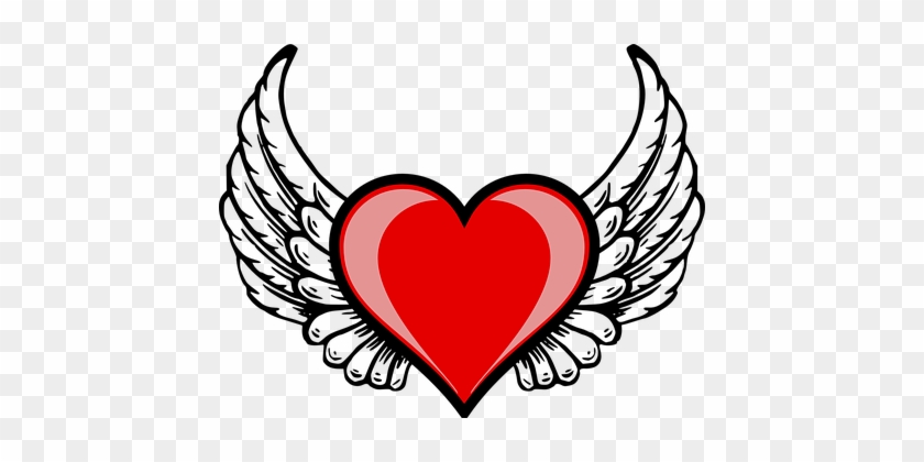 Heart Wing Amor Cupid Love Valentine Heart - Love Heart With Wings #98977