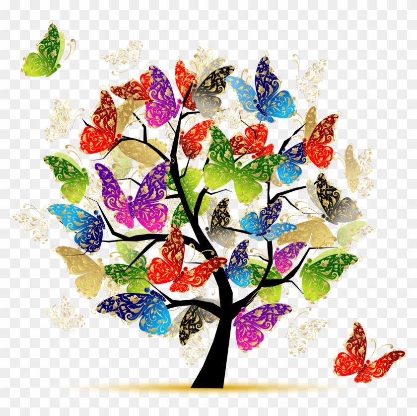 “ Butterfly Tree Illustration - Tree Of Life Butterflies #99248