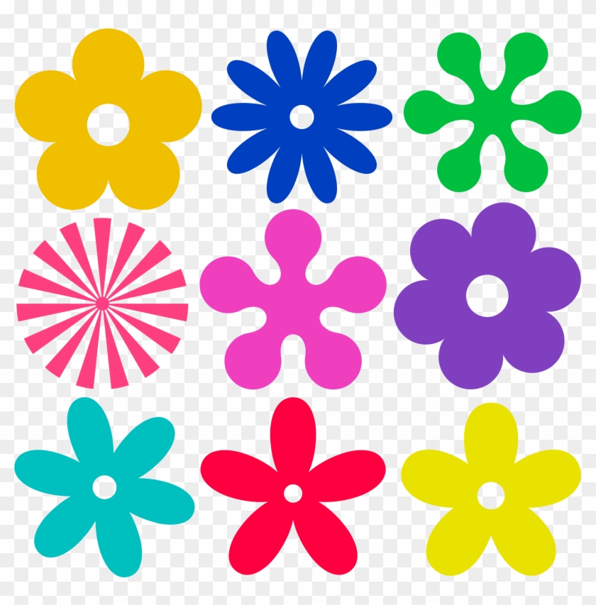 Flowers Clip Art - Groovy Retro Flowers Shower Curtain #99341