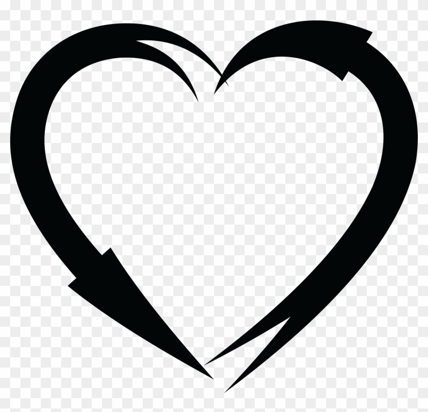 Free Clipart Of A Black And White Heart Frame Of Arrows - Heart Frame Png Black #99614