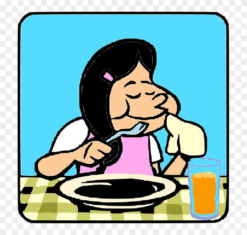 Cartoon Girl Eating Breakfast #100449