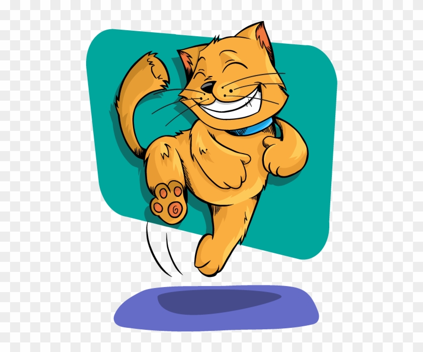 Cat Jumping Clipart Kittens Happy Pencil And In Color - Happy Cat Clip Art #100580