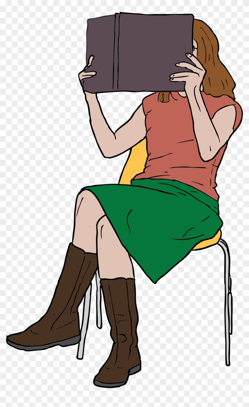 Woman Reading Book While - Teenager Reading Clip Art - Full Size PNG ...