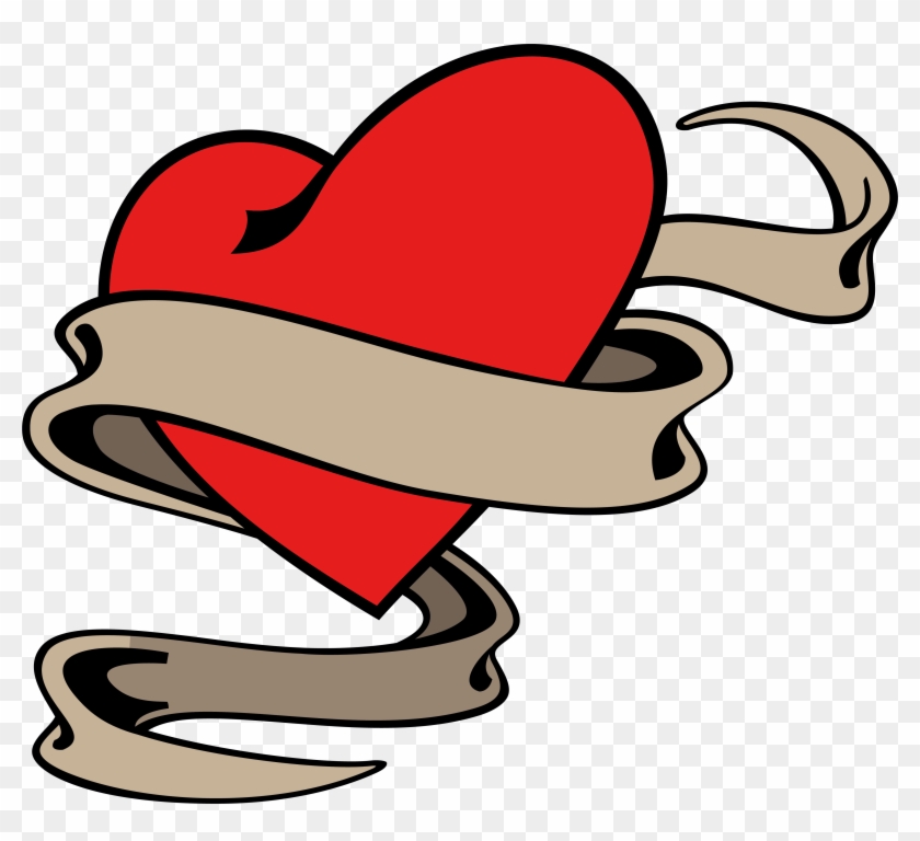 Heart Banner Drawing Clip Art - Heart Banner Drawing Clip Art #101853