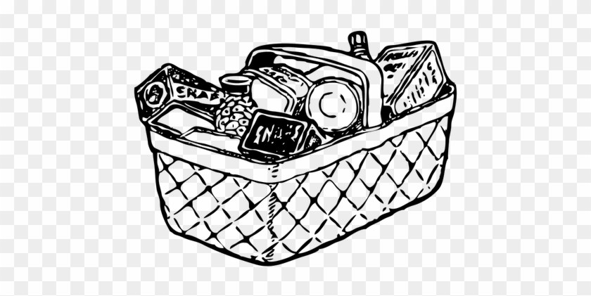 Basket Clip Art - Groceries Black And White #102752