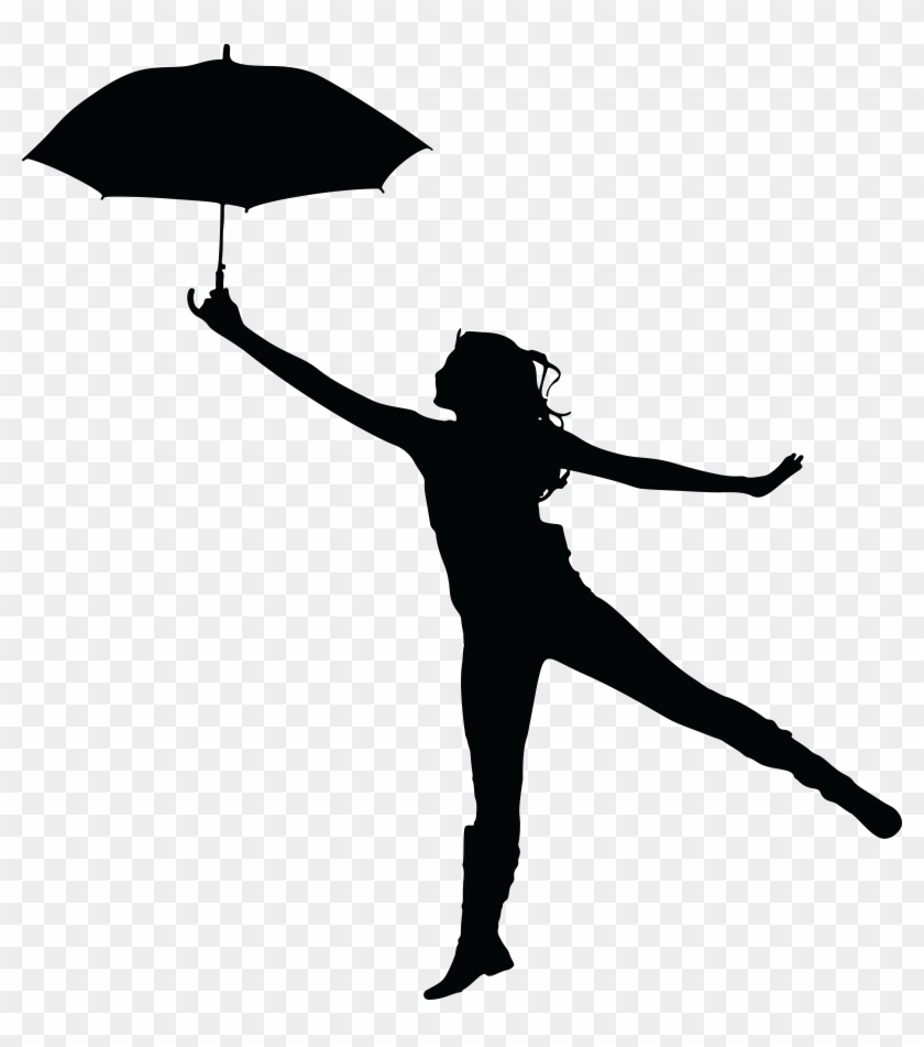 Free Clipart Of A Woman Dancing With An Umbrella - Woman Umbrella Silhouette #102801