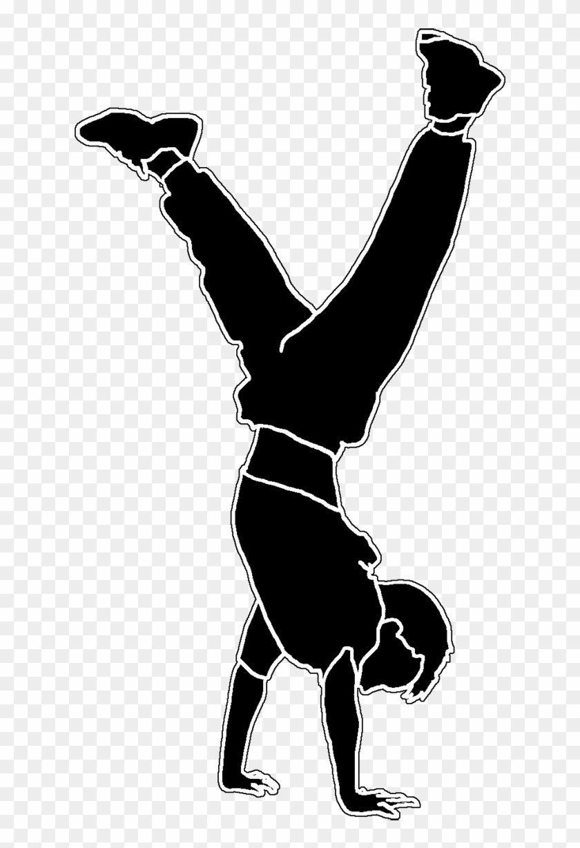 Boy Doing Handstand Silhouette White Line - Child #102886