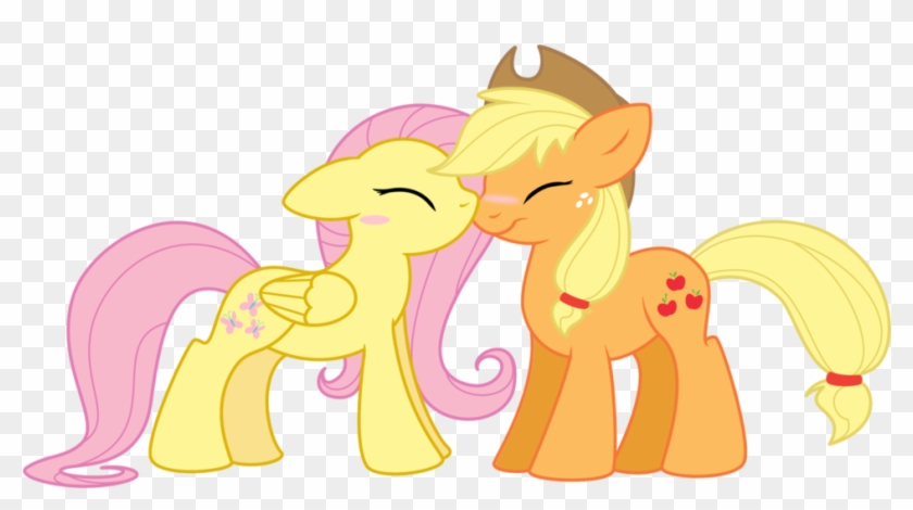 My Little Pony Shipping Is Magic Wallpaper Called Appleshy - Fluttershy And Applejack Kiss #544725