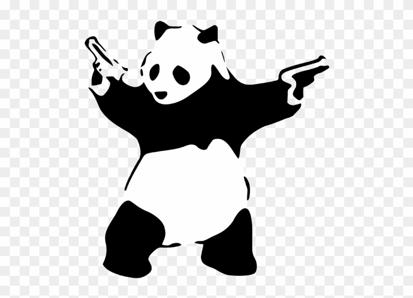 The Stencil Studio Banksy Style Flower Thrower Reuseable - Panda With A Gun #544963