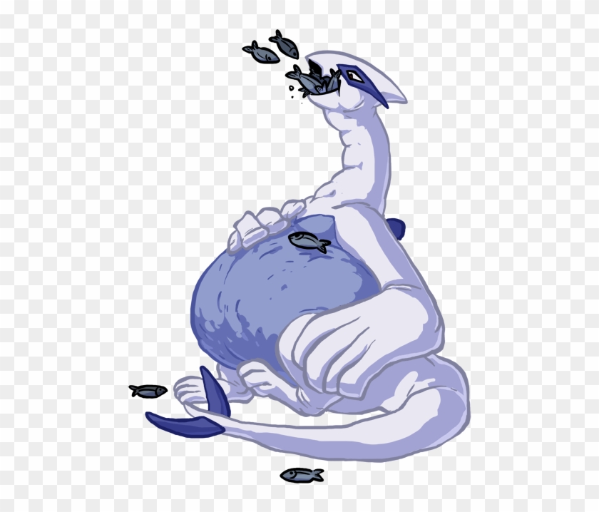 Lugia Eating Fish By Fat-feraligatr - Feraligatr Drawings #545095