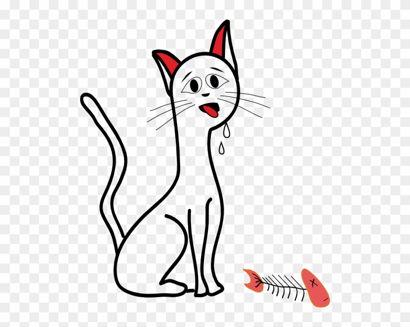 Hungry Cat Eat Fish Clipart - Domestic Short-haired Cat #545104