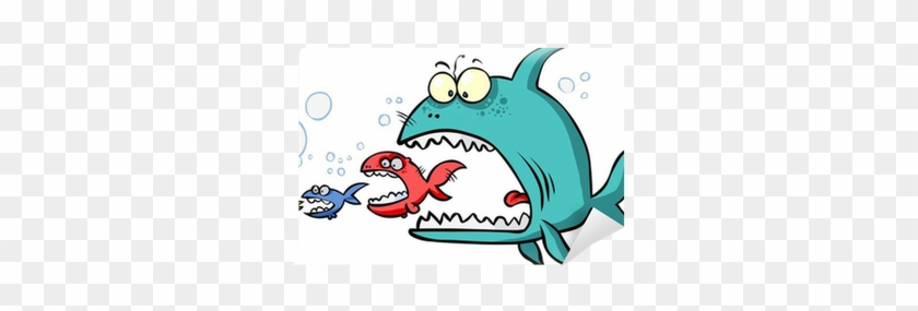 Cartoon Big Fish Eating Up The Smaller - Fish Eat Fish Eat Fish #545131