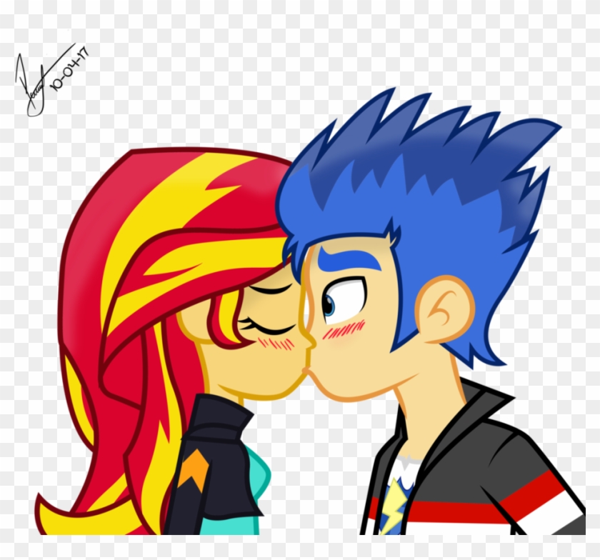 Stolen Kiss By Paulysentry - Sunset Shimmer And Flash Sentry Kiss #545853