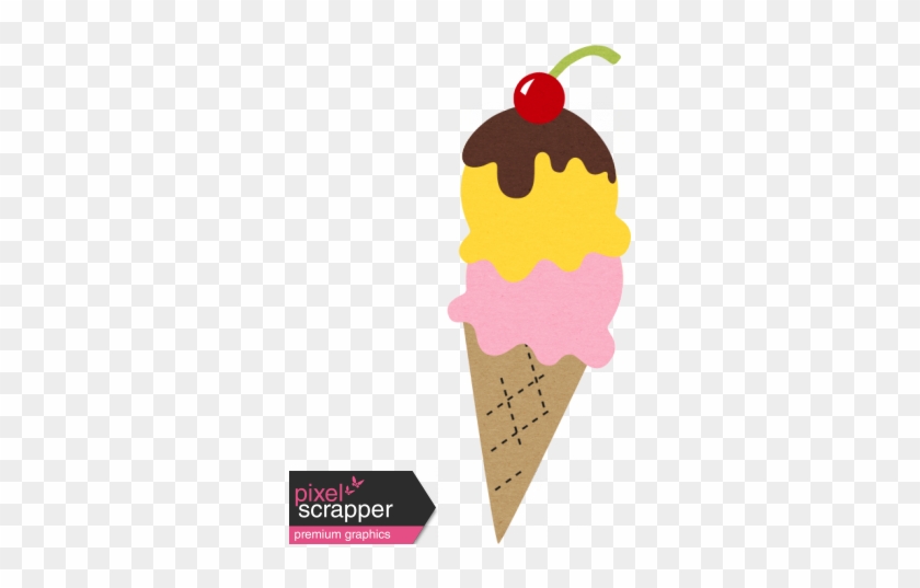 Paper Rendition Of A Double Scoop Ice Cream In A Cone - Ice Cream Cone #546377