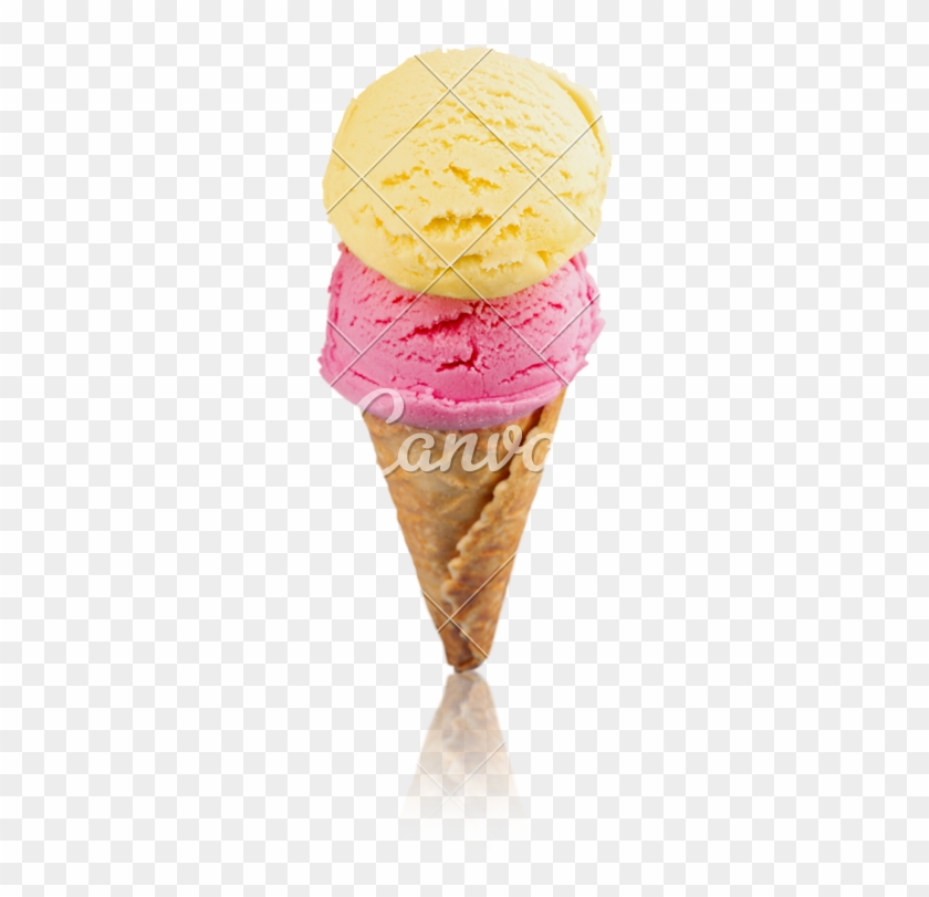 Double Scoop Ice Cream Cone On White Background - Ice Cream #546400
