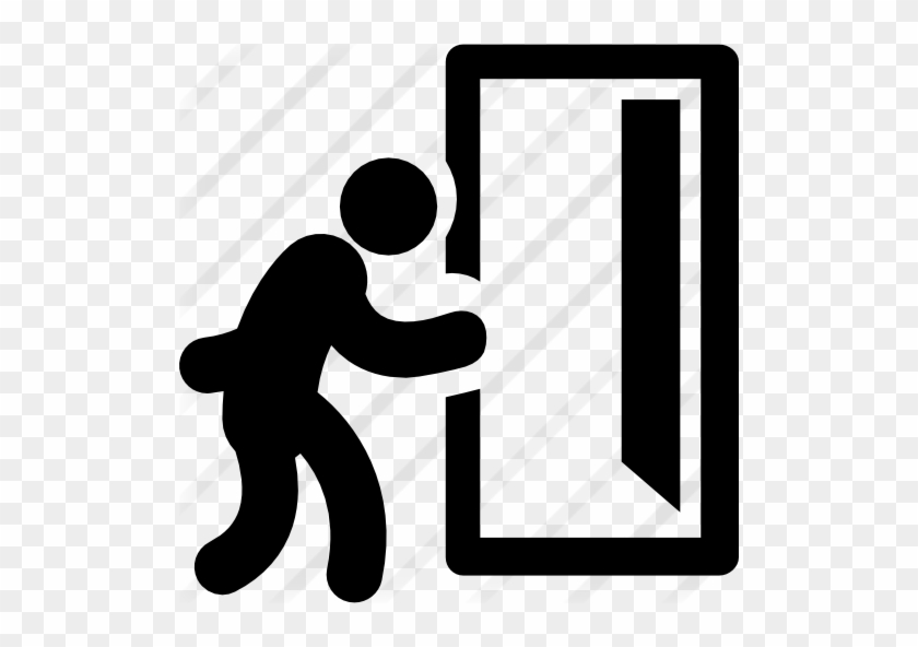 Man And Opened Exit Door - Running Out Of The Door Icon #546879