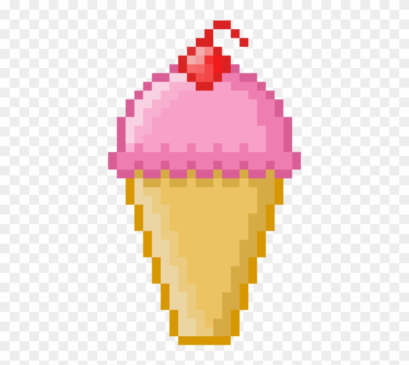Pixel Pink Ice Cream Cone With Cherry 1000x1000px By - Pixel Ice Cream Cone #547019