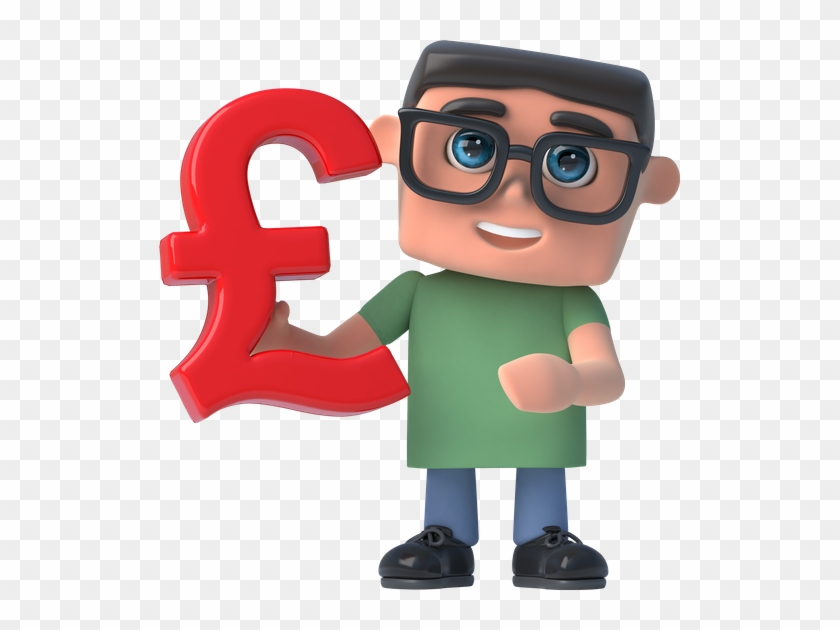 3d Boy In Glasses Holds Uk Pounds Sterling Symbol - Question Mark With Man Png #547090