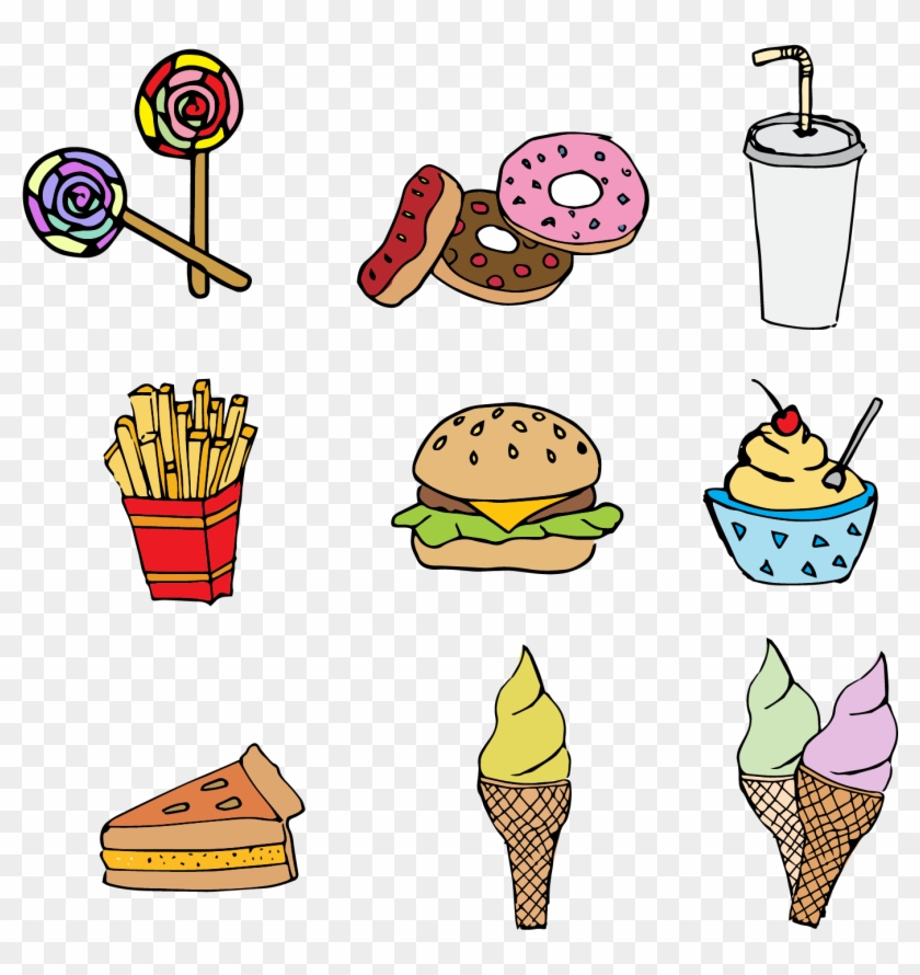 Ice Cream Fast Food Hamburger French Fries Donuts - Ice Cream Fast Food Hamburger French Fries Donuts #547227