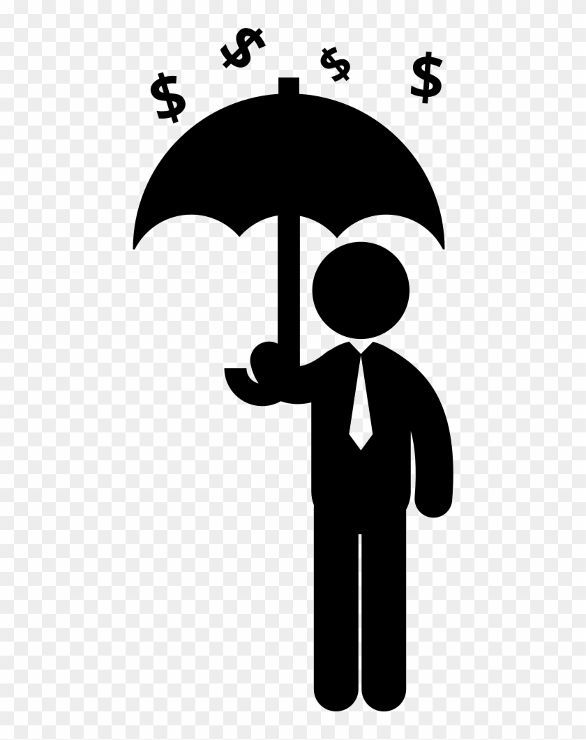 Man Holding An Umbrella Under Dollars Money Rain Comments - Cartoon With Money Logos #547193