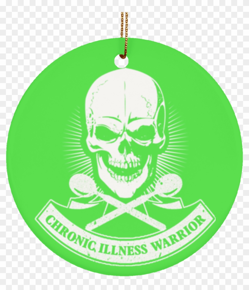 Chronic Illness Warrior Skull Ceramic Circle Ornament - Adult Onset Stills Shirt #547626