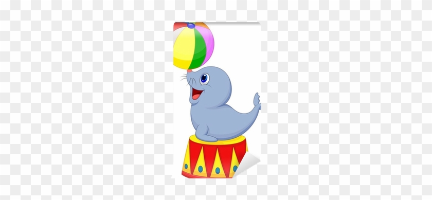 Illustration Of Circus Seal Playing A Ball Wall Mural - Desenho Foca De Circo #548519