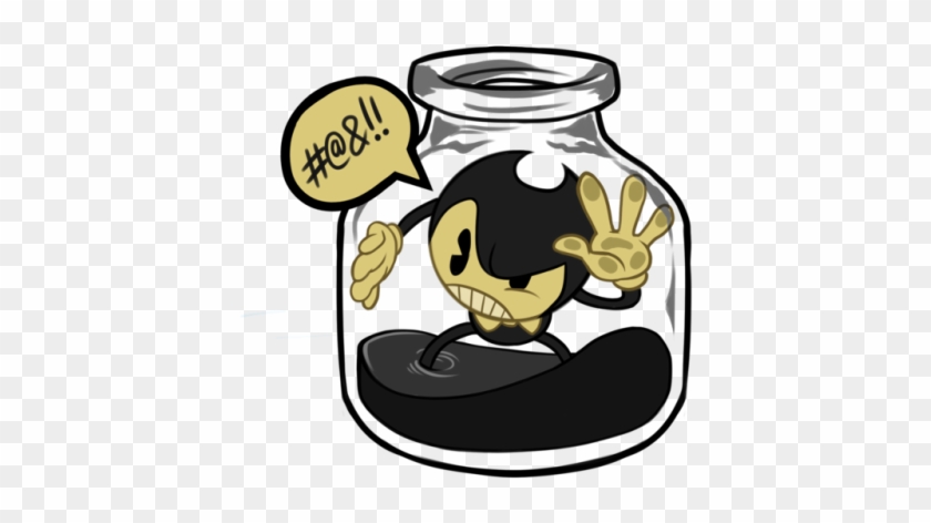 Angry Bendy In An Ink Bottle He's Transparent - Cartoon #548577