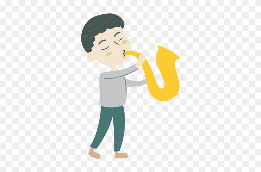 Boy Playing Saxophone Cartoon Transparent Png - Saxophone #548624