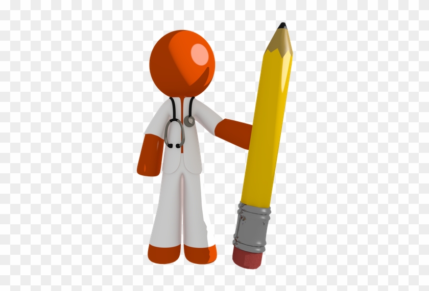 Orange Man Doctor Holding Giant Pencil - Pencil #548750
