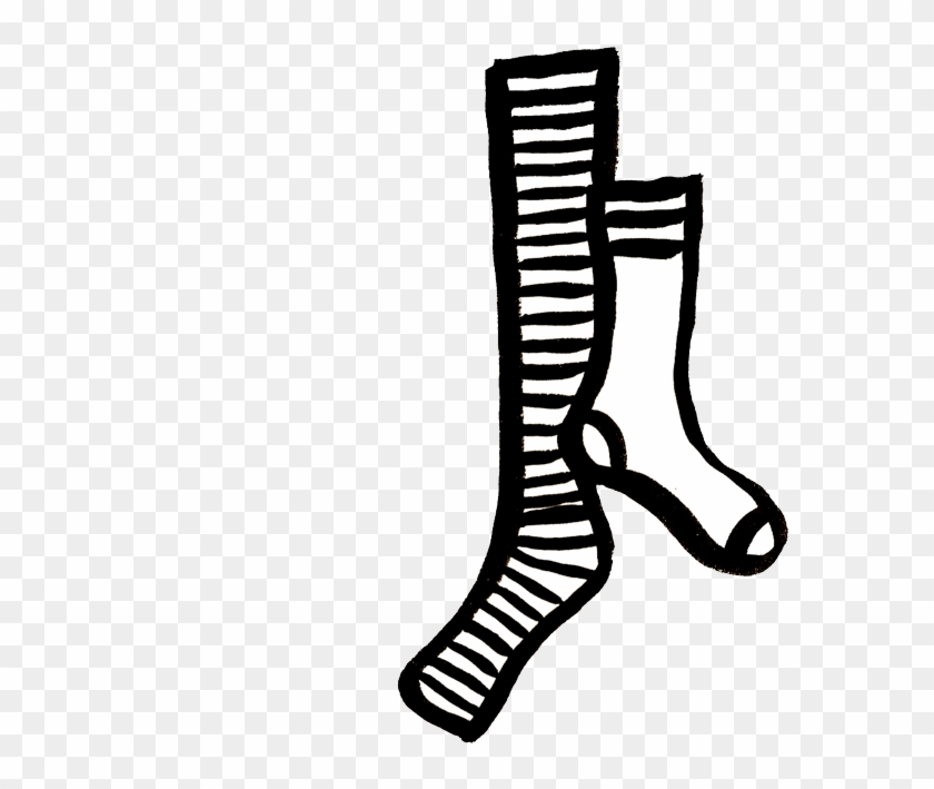 Mismatched Socks - Crazy Sock Clipart Black And White #548927
