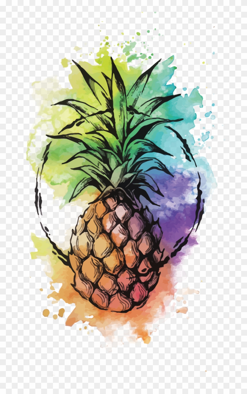 Pineapple Cocktail Watercolor Painting Punch Tattoo - Pineapple Watercolor Painting #549416