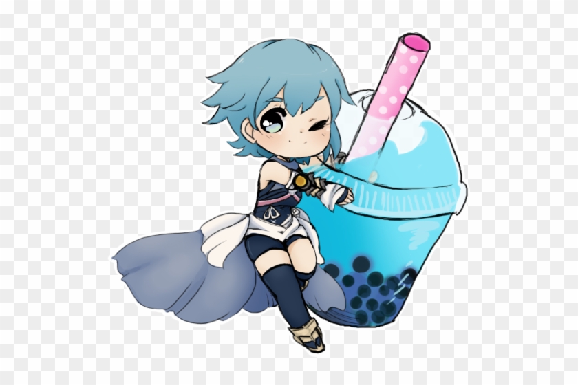 Bubble Tea Aqua By Touchmysitar - Anime Drinking Bubble Tea #550047