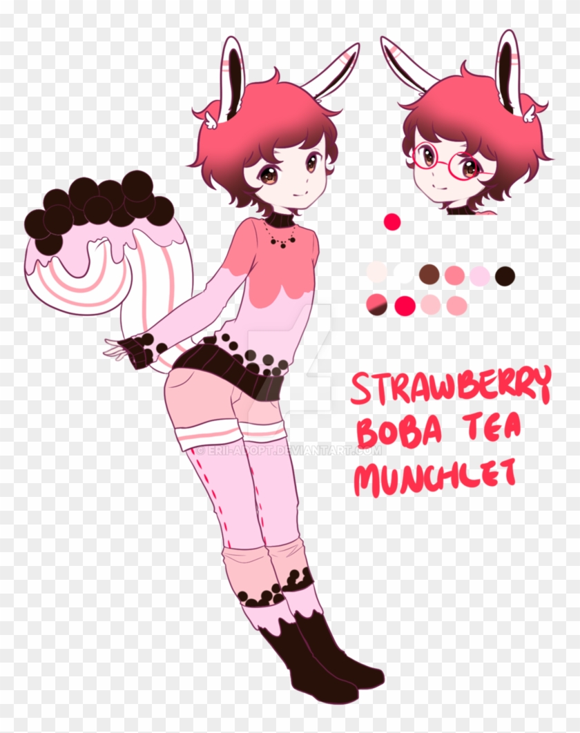 Strawberry Boba Tea Munchlet Ota Closed By Erii-adopt - Strawberry Boba Tea Munchlet Ota Closed By Erii-adopt #550076