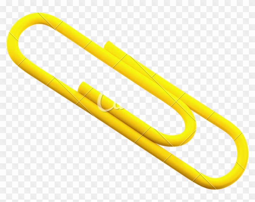 Yellow Paper Clip Isolated On White Background - Paper Clip #550444