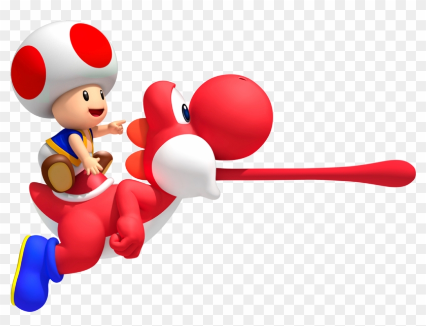 Red Toad On Red Yoshi - New Super Mario Bros Wii #550613