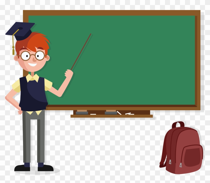 Student Teacher Blackboard School - Cartoon Teacher With Blackboard #550950