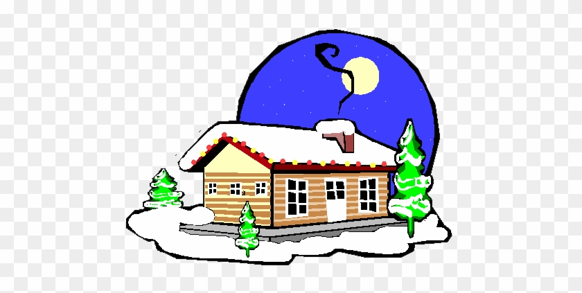 Cozy Cabin Nestled In The Snow With Smoke Drifting - Winter Clip Art #551187