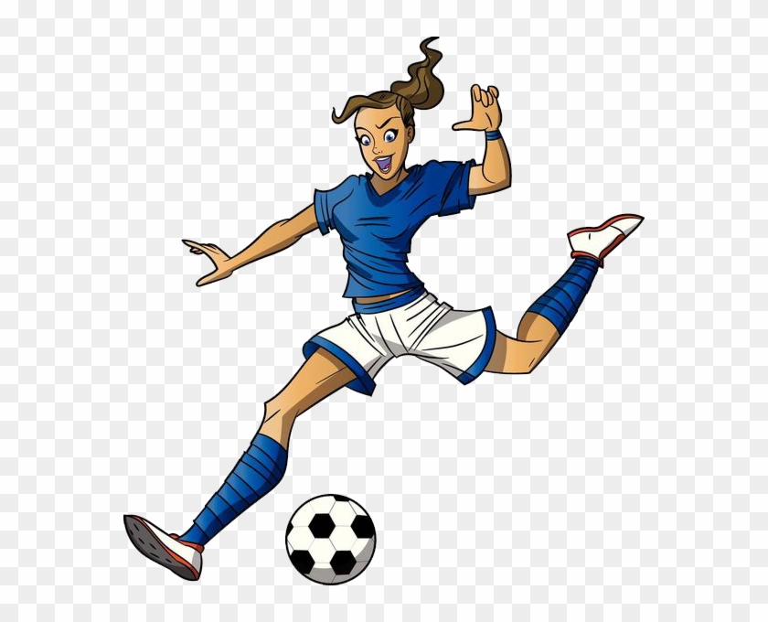 Football Player Cartoon Girl Clip Art - Cartoon Girl Soccer Player Kicking Ball #551668