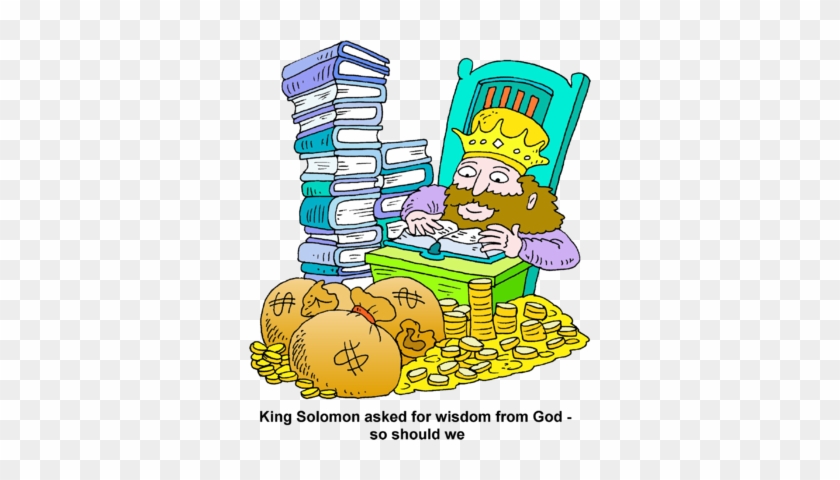 King Solomon With A Pile Of Money And A Stack Of Books - King With Money Cartoon #551705