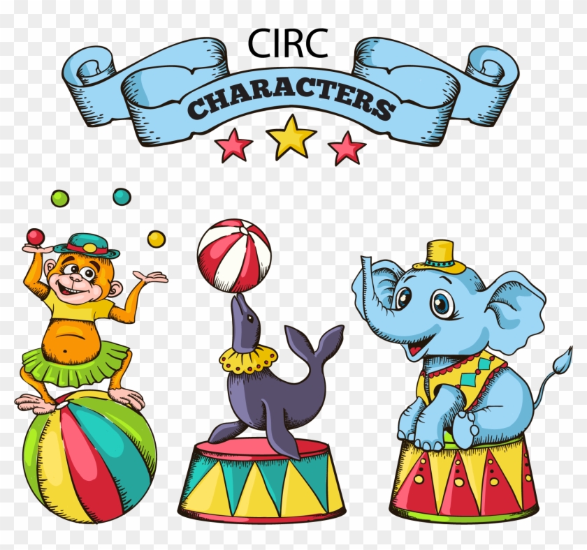 Cartoon Circus Animals Vector Material - Cartoon Animals Circus #551718
