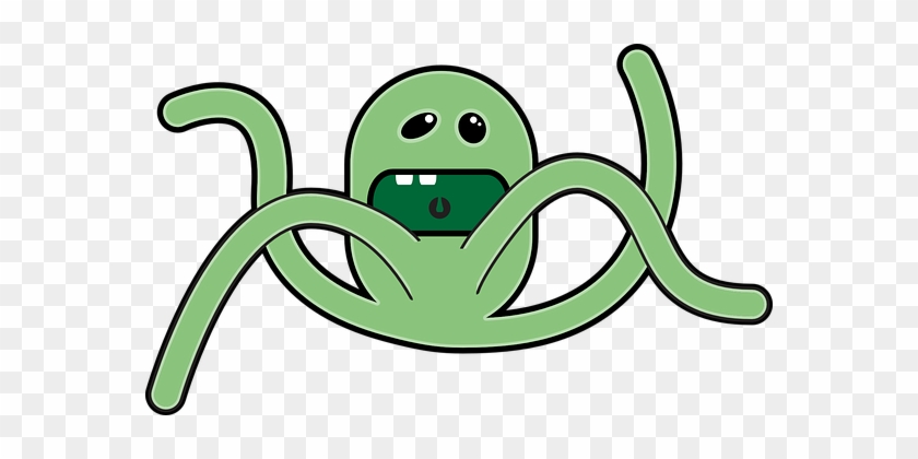Octopus, Creatures, Sea, Scary, Green - Dibujos De Monstruos Animados #551958