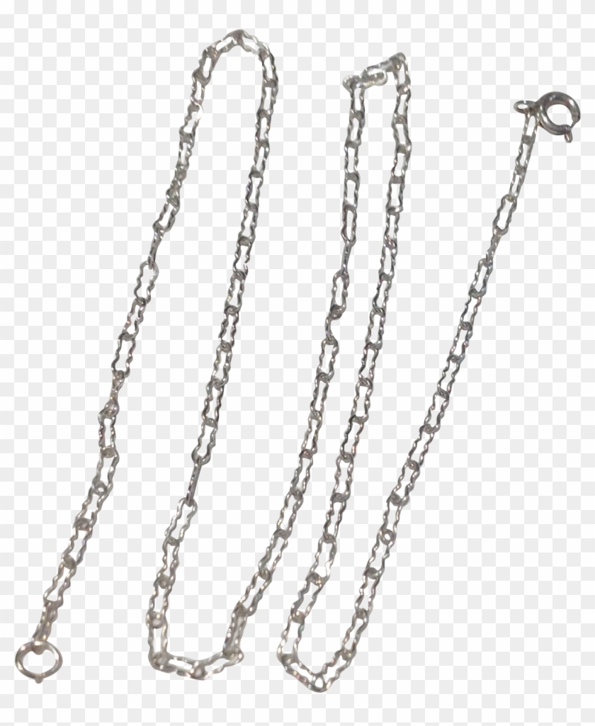 Art Deco Delicate Sterling Silver Paper Clip Chain - Chain #552137