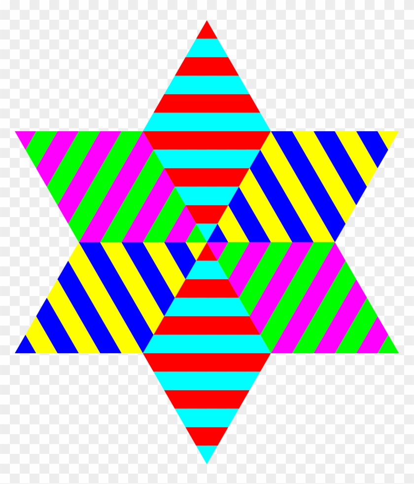 Hexagram Triangle Stripes Clip Art - Cafepress Rainbow Stripped Six Poin Iphone 7 Plus Tough #552142