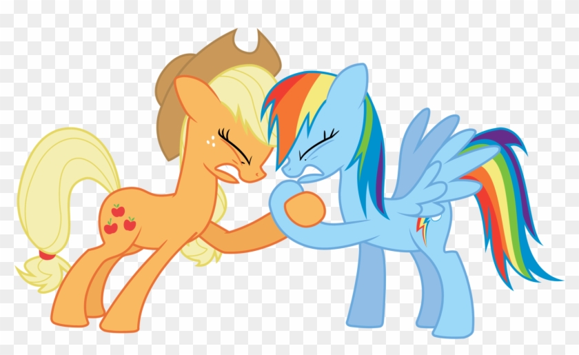 Applejack And Rainbow Dash Hoof Wrestling By Tomfraggle - Rainbow Dash And Applejack #552596