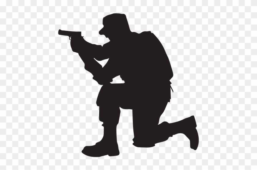 Soldier Kneel Aiming Silhouette - Soldier Silhouette Png #552992