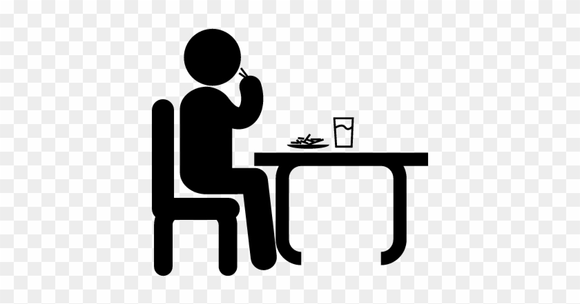 Man Sitting In Front Of A Table Eating And Drinking - Fake People #553109